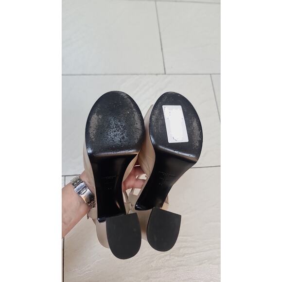 Saint Laurent Beige Leather Candy Bow Platform Sandals  Sz 40 - Picture 8 of 11